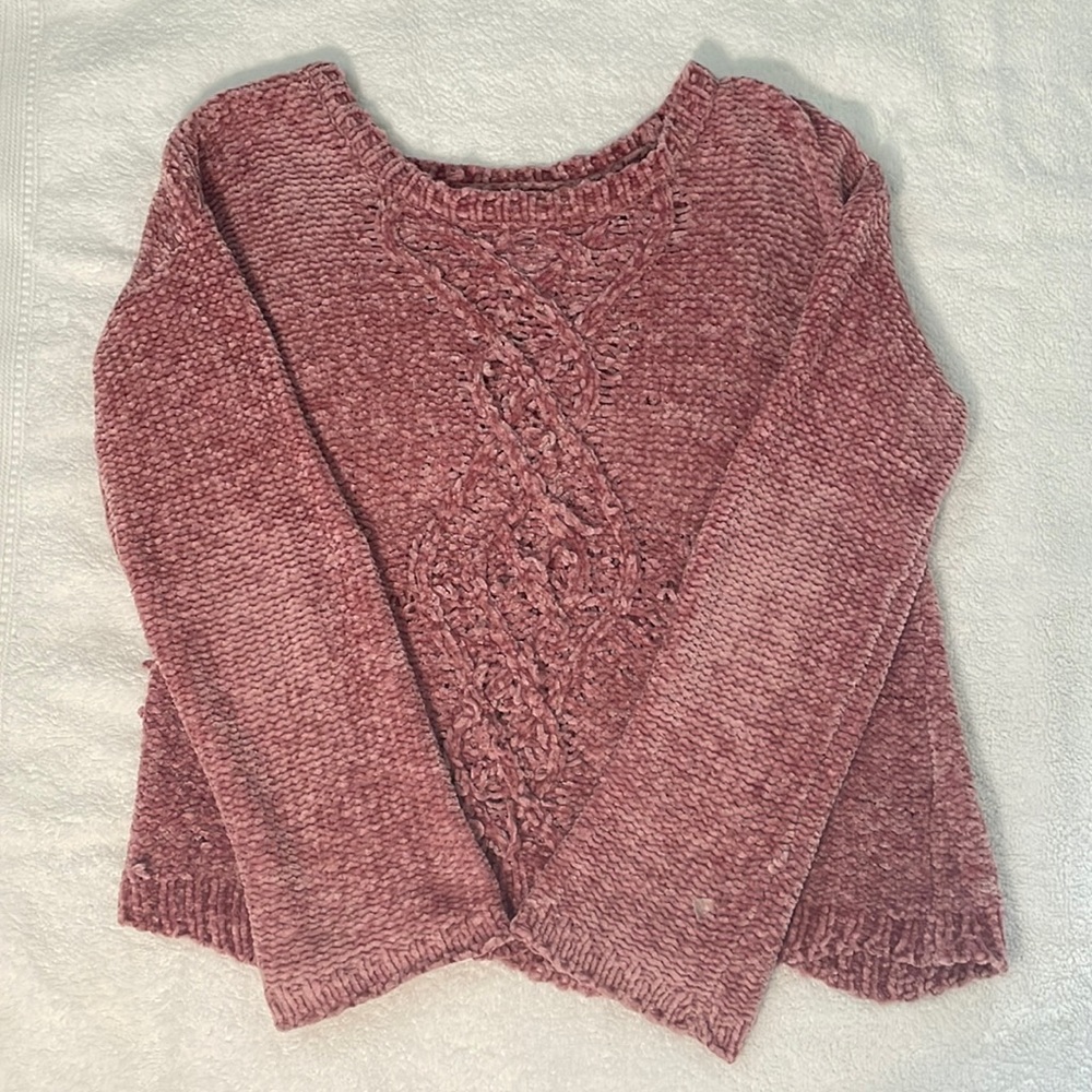 Pink fluffy knitted sweater